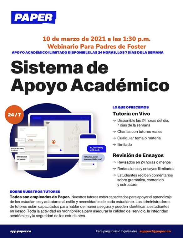 Paper Tutoring Poster in Spanish