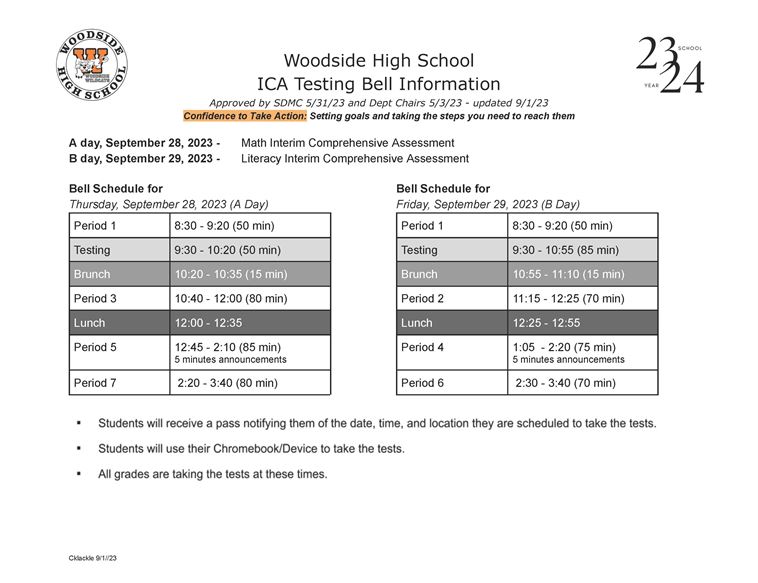 ICA Bell Schedule 23-24 English