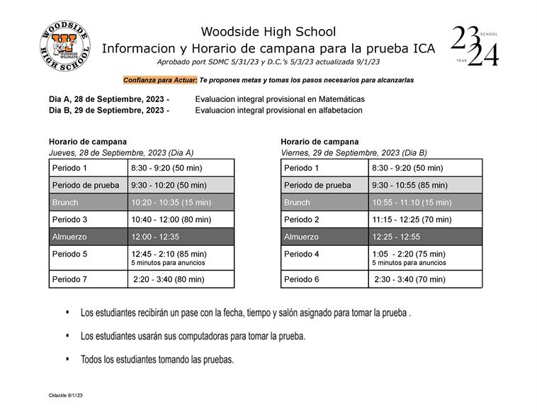 ICA Bell Schedule 23-24 Spanish