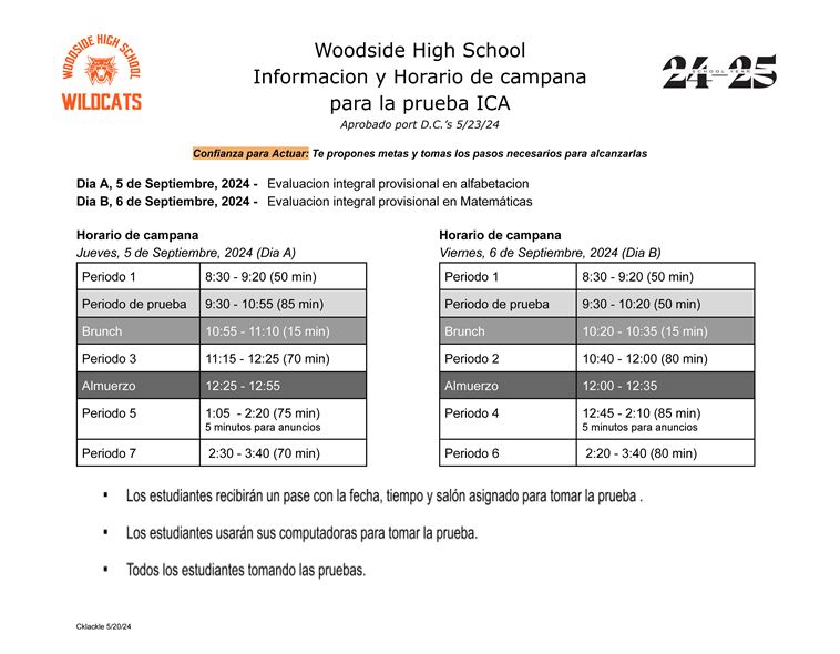 ICA Bell Schedule